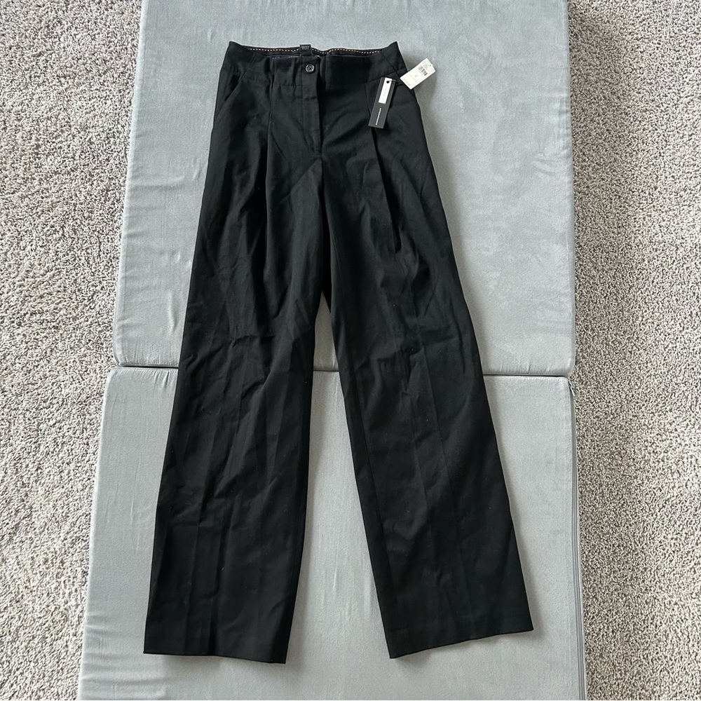 Anthropologie essential wide leg trouser sz 0 xs black tailored pleated pant